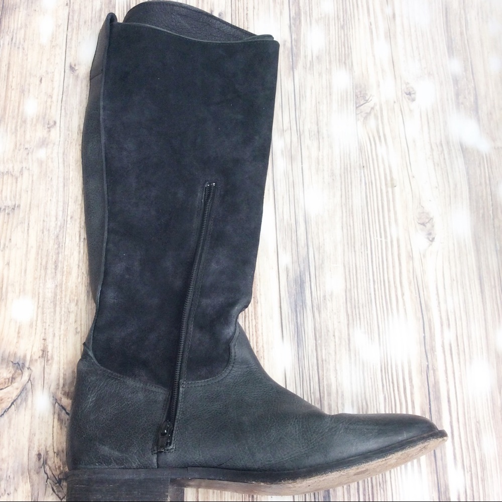 Faryl Robin Bruna Black Distressed Tall Moto Boots - Picture 4 of 8